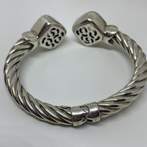 Reyes del Mar 18k Gold & Sterling Silver Amethyst  & Yellow Citrine Hinged Cuff - Picture 7 of 7